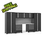 NewAge Products PRO Series Black 8-Piece Cabinet Set with Stainless Steel Top and Slatwall