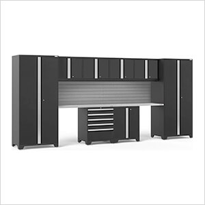 PRO Series Black 10-Piece Set with Stainless Steel Top and Slatwall