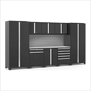 PRO Series Black 9-Piece Set with Stainless Steel Top and Slatwall