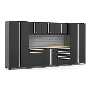 PRO Series 3.0 Black 9-Piece Set with Bamboo Top and Slatwall