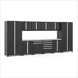 PRO Series Black 12-Piece Set with Stainless Steel Tops and LED Lights