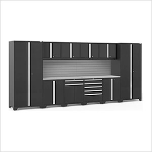 PRO Series Black 12-Piece Set with Stainless Steel Top and Slatwall