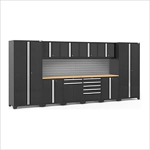 PRO Series 3.0 Black 12-Piece Set with Bamboo Top and Slatwall