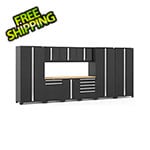 NewAge Garage Cabinets PRO Series Black 10-Piece Set with Bamboo Top