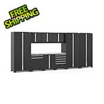 NewAge Garage Cabinets PRO Series 3.0 Black 10-Piece Set with Stainless Steel Top and LED Lights