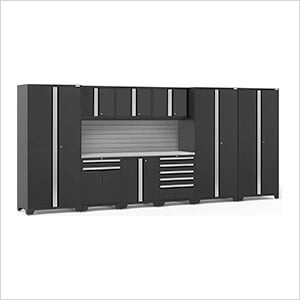 PRO Series Black 10-Piece Set with Stainless Steel Top and Slatwall