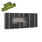 NewAge Products PRO Series Black 10-Piece Cabinet Set with Bamboo Top and Slatwall