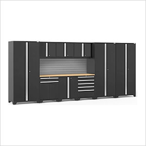 PRO Series 3.0 Black 10-Piece Set with Bamboo Top and Slatwall