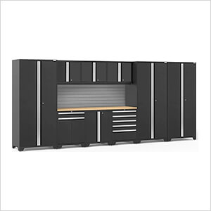 PRO Series Black 10-Piece Set with Bamboo Top and Slatwall