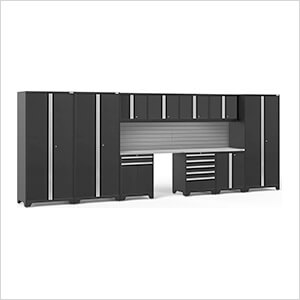 PRO Series Black 12-Piece Set with Stainless Steel Tops and Slatwall