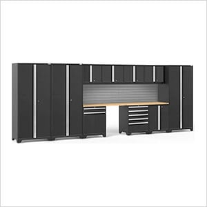 PRO Series 3.0 Black 12-Piece Set with Bamboo Tops and Slatwall