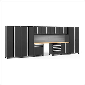 PRO Series Black 12-Piece Set with Bamboo Tops and Slatwall