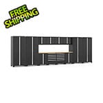 NewAge Garage Cabinets PRO Series 3.0 Black 14-Piece Set with Bamboo Top and LED Lights