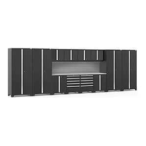 PRO Series Black 14-Piece Set with Stainless Steel Tops and Slatwall