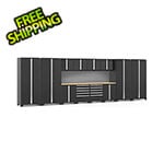 NewAge Garage Cabinets PRO Series Black 14-Piece Set with Bamboo Top and Slatwall
