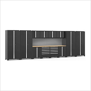 PRO Series Black 14-Piece Set with Bamboo Top and Slatwall