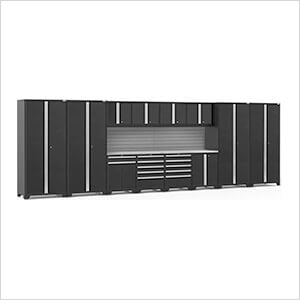 PRO Series Black 14-Piece Set with Stainless Steel Tops and Slatwall