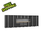 NewAge Garage Cabinets PRO Series 3.0 Black 14-Piece Set with Bamboo Tops and Slatwall