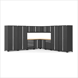 PRO Series Black 16-Piece Corner Set with Bamboo Tops