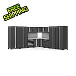 NewAge Garage Cabinets PRO Series Black 16-Piece Corner Set with Stainless Steel Tops and Slatwall