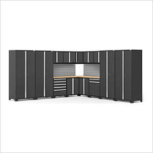 PRO Series Black 16-Piece Corner Set with Bamboo Tops and Slatwall
