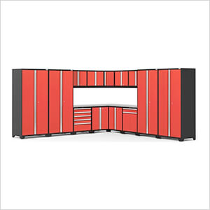 PRO Series 3.0 Red 16-Piece Corner Set with Stainless Tops and LED Lights