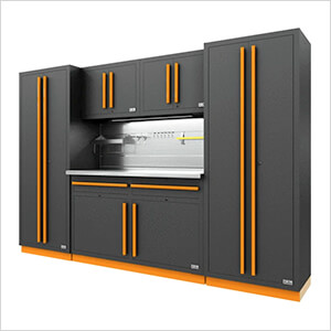 Fusion Pro 6-Piece Garage Cabinet System - The Works (Orange)