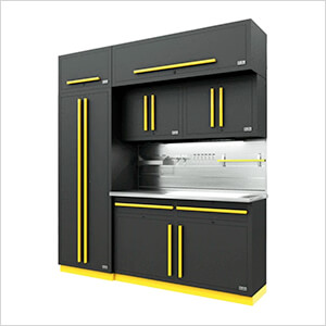 Fusion Pro 7-Piece Garage Cabinet System - The Works (Yellow)
