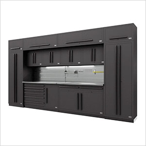 Fusion Pro 14-Piece Garage Cabinet System - The Works (Black)
