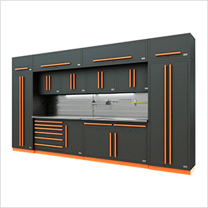 Fusion Pro 14-Piece Garage Cabinet System - The Works (Orange)