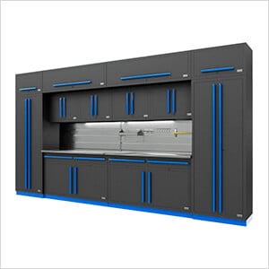 Fusion Pro 14-Piece Garage Cabinet Set - The Works (Blue)