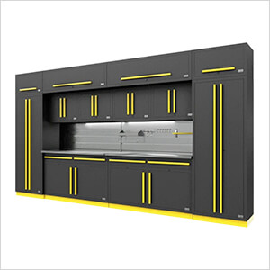 Fusion Pro 14-Piece Garage Cabinet Set - The Works (Yellow)