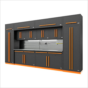 Fusion Pro 14-Piece Garage Cabinet Set - The Works (Orange)