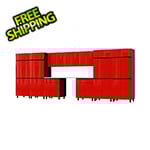Contur Cabinet 17.5' Premium Cayenne Red Garage Cabinet System with Stainless Steel Tops