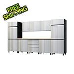 Contur Cabinet 12.5' Premium Stainless Steel Garage Cabinet System with Butcher Block Tops