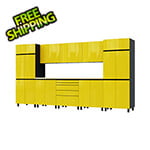 Contur Cabinet 12.5' Premium Vespa Yellow Garage Cabinet System with Butcher Block Tops