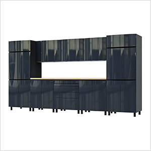 12.5' Premium Karbon Black Garage Cabinet System with Butcher Block Tops