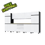 Contur Cabinet 12.5' Premium Alpine White Garage Cabinet System with Butcher Block Tops