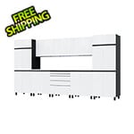 Contur Cabinet 12.5' Premium Alpine White Garage Cabinet System with Stainless Steel Tops