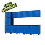 Contur Cabinet 12.5' Premium Santorini Blue Garage Cabinet System with Stainless Steel Tops