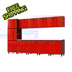 Contur Cabinet 12.5' Premium Cayenne Red Garage Cabinet System with Stainless Steel Tops