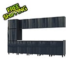 Contur Cabinet 12.5' Premium Karbon Black Garage Cabinet System with Stainless Steel Tops