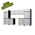 Contur Cabinet 12.5' Premium Stainless Steel Garage Cabinet System with Butcher Block Tops