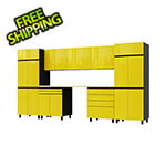 Contur Cabinet 12.5' Premium Vespa Yellow Garage Cabinet System with Butcher Block Tops