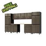 Contur Cabinet 12.5' Premium Terra Grey Garage Cabinet System with Butcher Block Tops