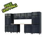 Contur Cabinet 12.5' Premium Karbon Black Garage Cabinet System with Butcher Block Tops