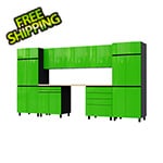 Contur Cabinet 12.5' Premium Lime Green Garage Cabinet System with Butcher Block Tops