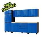 Contur Cabinet 10' Premium Santorini Blue Garage Cabinet System with Butcher Block Tops