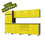 Contur Cabinet 10' Premium Vespa Yellow Garage Cabinet System with Butcher Block Tops