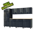 Contur Cabinet 10' Premium Karbon Black Garage Cabinet System with Butcher Block Tops